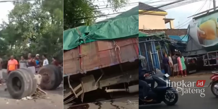 BREAKING NEWS Kecelakaan Truk di Juwana Pati Tabrak Rumah dan Ban Copot